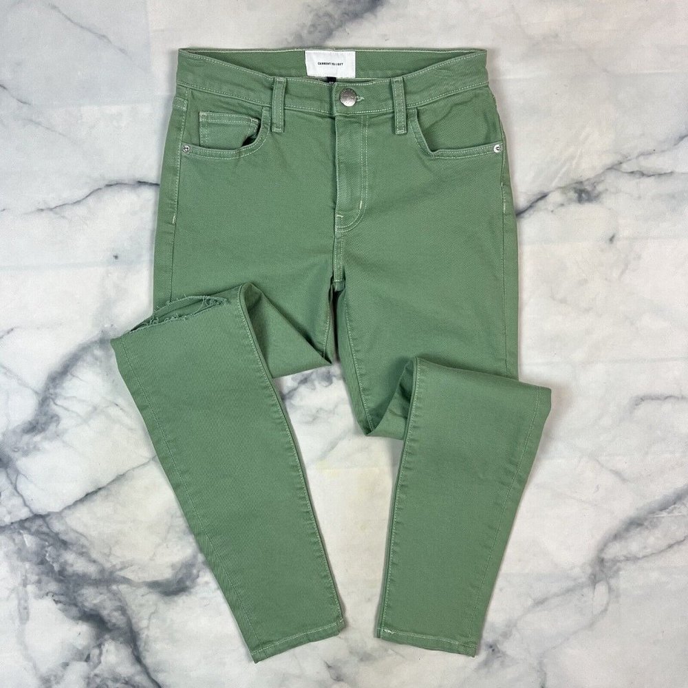 Current Elliott Skinny Jeans Size 27 Waist Mint Green Denim Stretch Distressed